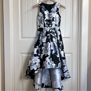 Xtraordinary Girls Floral High-Low Dress in Black/White, Size 16